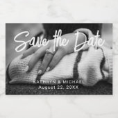 Foto Wedding Save the Date Minimal Stilvolle Moder Schaumweinetikett (Einzelnes Label)