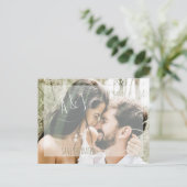 Foto Wedding Speichern Sie das Datum Website QR Co Ankündigungspostkarte (Stehend Vorderseite)