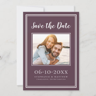 Foto Wedding Verlobung Einfache Moderne Lila Platt Save The Date