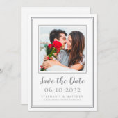 Foto Wedding Verlobung Modern Grau Weiß Save The Date (Vorne/Hinten)