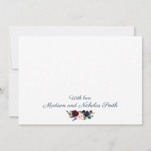 Foto Wedding Vielen Dank Cards Marsala Blume der M Dankeskarte (Rückseite)