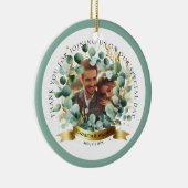 FOTO Wedding Vielen Dank Eucalyptus Blätter Gefall Keramik Ornament (Rechts)