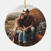 FOTO Wedding Vielen Dank Eucalyptus Blätter Gefall Keramik Ornament (Hinten)