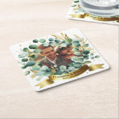 FOTO Wedding Vielen Dank Eucalyptus Blätter Gefall Rechteckiger Pappuntersetzer (angewinkelt)