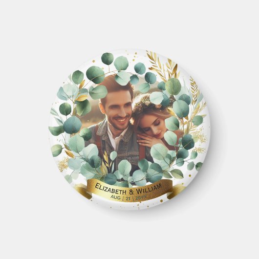 FOTO Wedding Vielen Dank Eucalyptus Blätter Gesche Magnet (Vorne)
