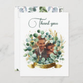 FOTO Wedding Vielen Dank Eucalyptus Blätter Gesche Postkarte (Vorne/Hinten)