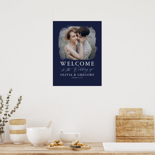Foto Wedding Welcome Sign - Navy Blue Poster (Küche)