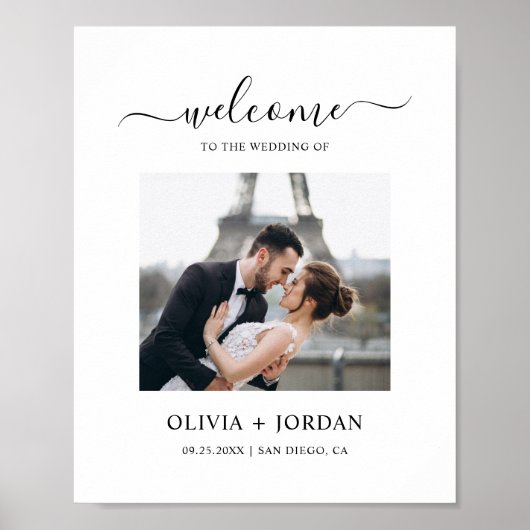 Foto Wedding Willkommen Minimalistisch Hochzeit Mo Poster (Vorne)