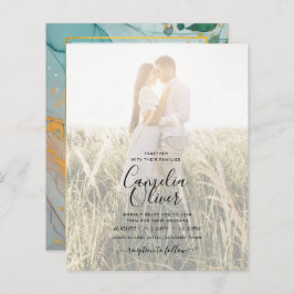 FOTO WEDING EINLADUNG Aquamarin Gold INK LeahG