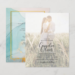 FOTO WEDING EINLADUNG Aquamarin Gold INK LeahG