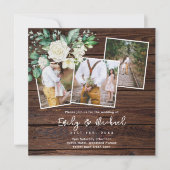 FOTO WEDING ERSUCHT RUSTISCH WEISSE ROSES SQUARE EINLADUNG (Vorderseite)