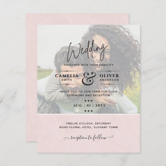 FOTO WEDING INVITATION Budget Overlay Text LeahG (Vorne/Hinten)