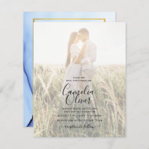 FOTO WEDING INVITATION Navy Blue Gold INK LeahG