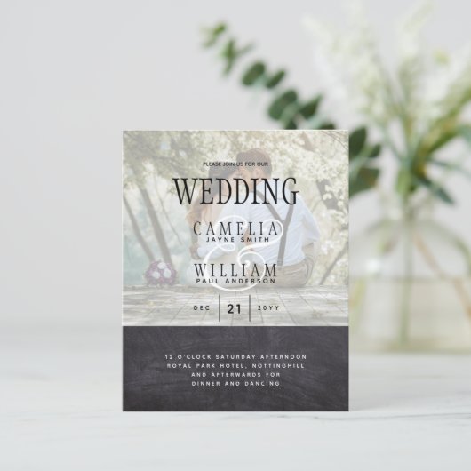 FOTO WEDING INVITATION Overlay Text LeahG HAUSHALT (Stehend Vorderseite)