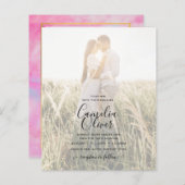 FOTO WEDING INVITATION Pink Aqua Blue Gold INK (Vorne/Hinten)