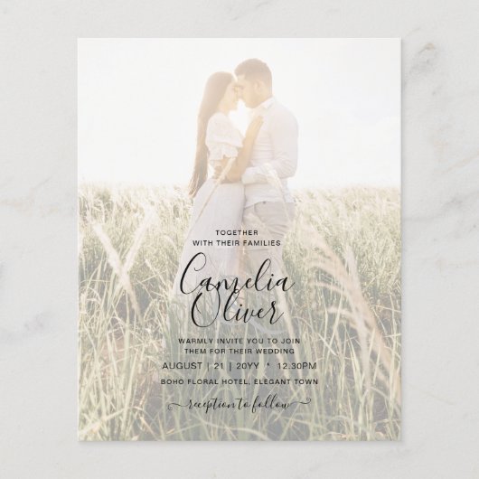 FOTO WEDING INVITATION Pink Aqua Blue Gold INK (Vorderseite)