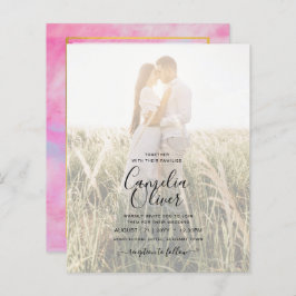 FOTO WEDING INVITATION Pink Aqua Blue Gold INK