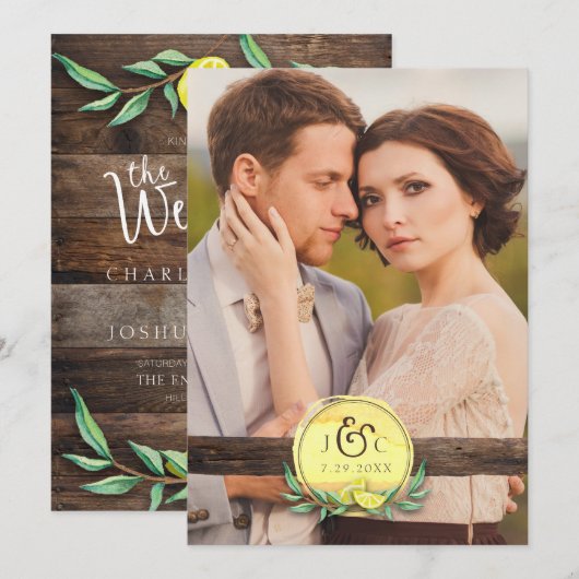 FOTO WEDING INVITATION | Rustikaler Barn Wood Lemo Einladung (Vorne/Hinten)