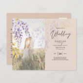 FOTO WEDING INVITATION Wisteria Floral BUDGET (Vorne/Hinten)