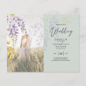 FOTO WEDING INVITATION Wisteria Floral BUDGET (Vorderseite)