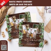 FOTO WEDING INVITATIONS RUSTIC GREENERY SQUARE EINLADUNG