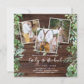 FOTO WEDING INVITATIONS RUSTIC GREENERY SQUARE EINLADUNG (Vorderseite)