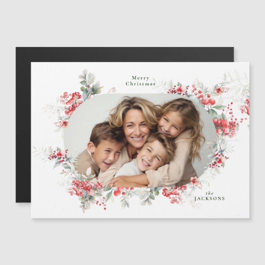 Foto Weihnachten botanische Magnetkarte (Vorne/Hinten)