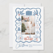 Foto Weihnachten Doodle Line Kunst-Urlaub (Vorderseite)