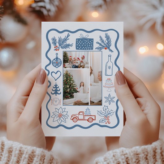 Foto Weihnachten Doodle Line Kunst-Urlaub