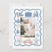 Foto Weihnachten Doodle Line Kunst-Urlaub (Vorderseite)