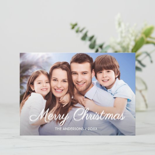 Foto Weihnachten Elegantes Script 2 Sided Design (Stehend Vorderseite)