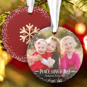 Foto Weihnachten Friede Liebe Jos Gold Snowflake C Ornament