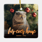 Foto Weihnachten für immer Zuhause Kupfer Keramikornament (Vorderseite)
