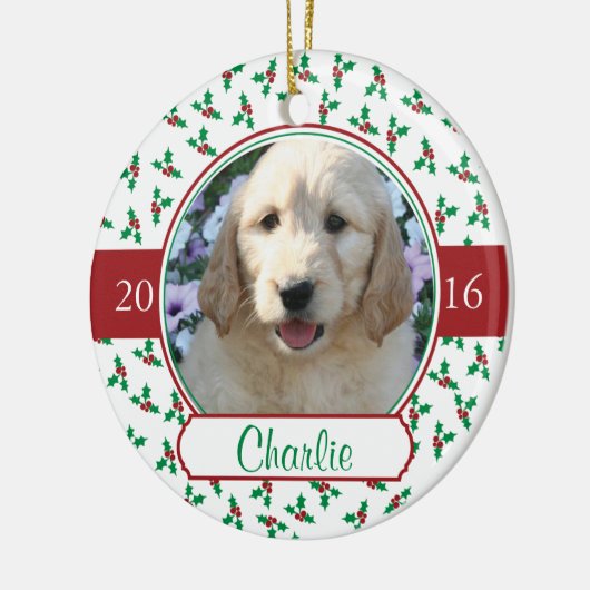 Foto Weihnachten mit Holly & Berries Keramikornament (Links)