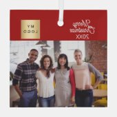 Foto Weihnachten - Modernes Rot Ornament Aus Glas (Rückseite)