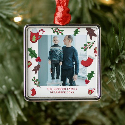 Foto Weihnachten Niedliche Cookies Ornament Aus Metall (Baum)