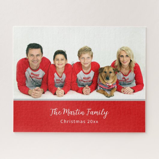 Foto Weihnachten Pajamas Personalisiert Red Puzzle (Horizontal)