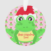 Foto Weihnachten Pink Frosch Weihnachtsmannmütze M Ornament (Vorderseite)