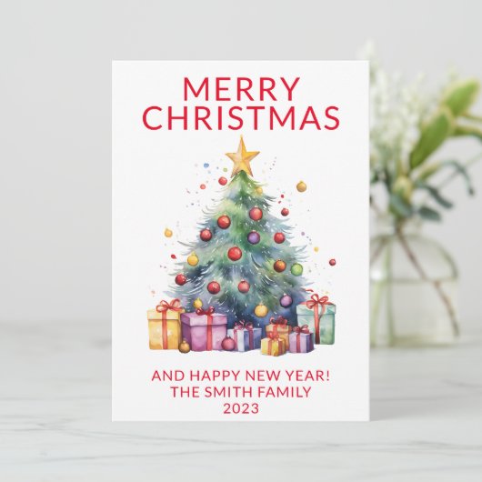 Foto Weihnachten präsentiert Roten Urlaub Einladung (Stehend Vorderseite)