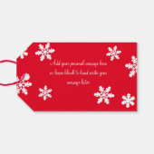 Foto Weihnachten Rotes Schneeflocken H Geschenkanhänger (Rückseite Horizontal)