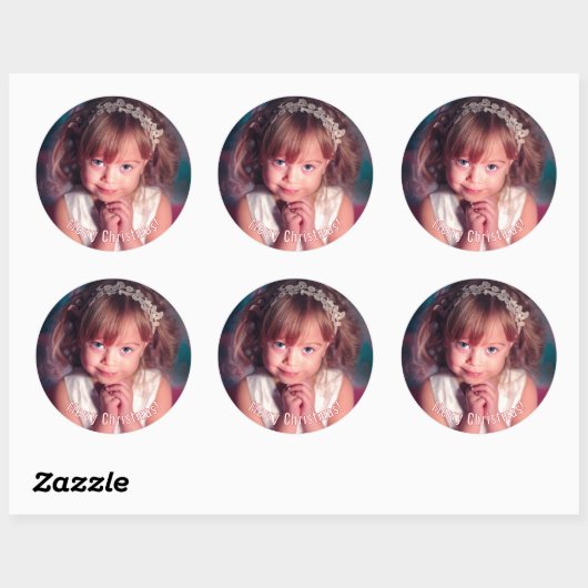 Foto, Weihnachten Runder Aufkleber (Blatt)