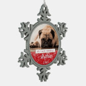 Foto Weihnachten Schneeflocken Zinn-Ornament (Links)