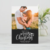 Foto Weihnachten Schwarz-weiße Karte (Stehend Vorderseite)