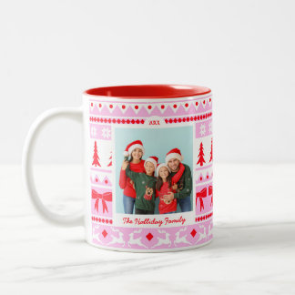 Foto Weihnachten Sweater Pink & Red Zweifarbige Tasse