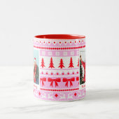 Foto Weihnachten Sweater Pink & Red Zweifarbige Tasse (Mittel)
