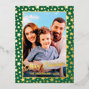 Foto Weihnachten Weihnachts-Drehbücher grün Folien Feiertagspostkarte