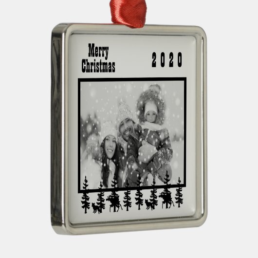 Foto Weihnachten Western Schwarz-weiß Ornament Aus Metall (Rechts)