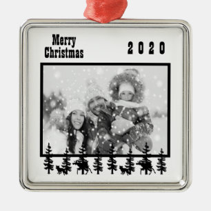 Foto Weihnachten Western Schwarz-weiß Ornament Aus Metall