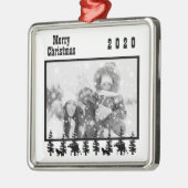 Foto Weihnachten Western Schwarz-weiß Ornament Aus Metall (Links)