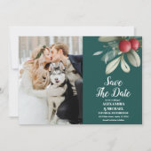 Foto Weihnachten Winter Grüne Hochzeit Save The Date (Vorderseite)